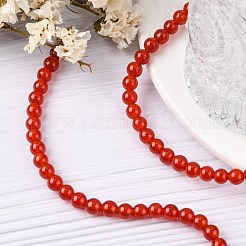 天然石カーネリアンビーズ連売り  グレードA  染め  ラウンド  レッド  6mm  穴：1mm&nbsp;X-G-C076-6mm-2A