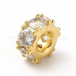 Rack Plating Brass Cubic Zirconia Beads&nbsp;KK-G458-08G
