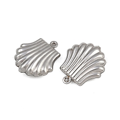 304ステンレスペンダント  貝殻の形のチャーム  変色防止  ステンレス鋼色  18.5x16x5mm  穴：1mm&nbsp;STAS-L297-15B-P
