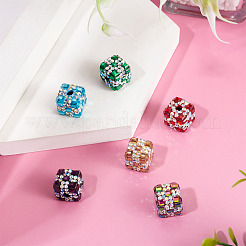 6Pcs 6 Colors Handmade Polymer Clay Rhinestone Beads&nbsp;RB-TA0001-31