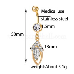 Brass Cubic Zirconia Navel Ring&nbsp;AJEW-EE0004-07