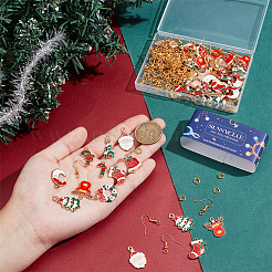 クリスマステーマのDIY合金エナメルダングルイヤリング作成キット  混合図形  ミックスカラー  6~25.5x1~18mm&nbsp;DIY-SC0025-87