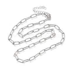 4mm 304ステンレススチール製テクスチャード加工ペーパークリップチェーンネックレス（男女兼用）  変色なし  ステンレス鋼色  16.54インチ（42cm）&nbsp;SA-CBAB767-10P