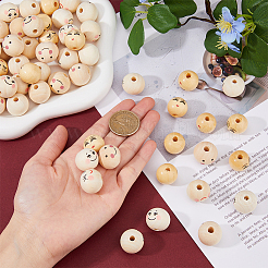 80Pcs 4 Styles Printed Wood European Beads&nbsp;WOOD-DC0001-13