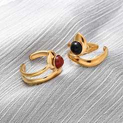 304 Stainless Steel Adjustable Open Cuff Rings&nbsp;RJEW-A071-14G
