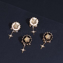 Clear Cubic Zirconia Lion with Cross Dangle Earrings with Enamel&nbsp;JE967A