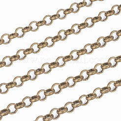 アイアン製ローロチェーン  ベルチャーチェーン  溶接されていない  スプールで  長持ちメッキ  アンティークブロンズ  6x2mm  約328.08フィート（100m）/ロール&nbsp;CHT038Y-AB