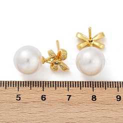 Bowknot Brass Micro Pave Clear Cubic Zirconia Dangle Stud Earrings&nbsp;EJEW-F895-11G