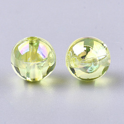 透明プラスチックビーズ  ABカラーメッキ  ラウンド  緑黄  8mm  穴：1.8mm  2000個/ 500g&nbsp;OACR-S026-8mm-14