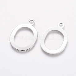 ラックメッキ真鍮チャーム  オーバル  プラチナ  23x16x1mm  穴：2.5mm&nbsp;KK-D530-04P