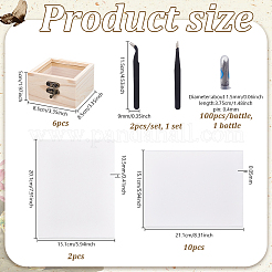 昆虫標本DIYキット  正方形の透明ガラスフリップカバー木製収納ボックス6個  EVAフォームボード2枚付き  ピンセット1セット  トレーシングペーパー10枚とステンレススチール製昆虫ピン1本  ミックスカラー  箱：8.5x8.5x5センチメートル&nbsp;WOCR-GA0001-02