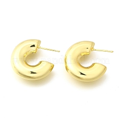 Rack Plating Brass C-shape Stud Earrings&nbsp;EJEW-G288-32D-G