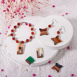 12Pcs 6 Styles Transparent Resin & Walnut Wood Pendants&nbsp;RESI-CW0001-14