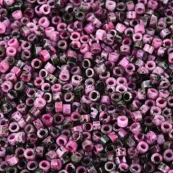不透明なピカソシリンダーガラスビーズ  丸い穴  ショッキングピンク  2.5x1.5mm  穴：1.2~1.4mm  約30000個/ポンド&nbsp;SEED-Q039-06A-09