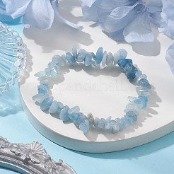 天然アクアマリンチップビーズストレッチブレスレット、女性・男性用  内径：1-7/8~2-3/8インチ（4.8~6cm）&nbsp;BJEW-JB10647-03