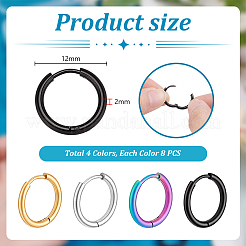 32Pcs 4 Colors Stainless Steel Huggie Hoop Earrings&nbsp;EJEW-PH0001-50