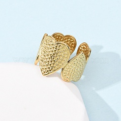304 Stainless Steel Open Cuff Rings for Women&nbsp;RJEW-K309-01G