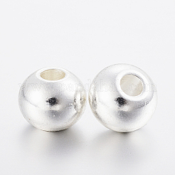 304ステンレススチールビーズ  ラウンド  銀色のメッキ  8x6.5mm  穴：3mm&nbsp;STAS-H394-06S