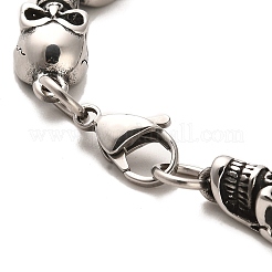 304 Stainless Steel Skull Link Chain Bracelets&nbsp;BJEW-E094-01AS