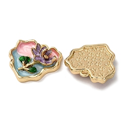 合金エナメルチャーム  花のチャーム  ラックめっき  ライトゴールド  ハート  23.5x24x6.5mm  穴：2.3mm&nbsp;ENAM-B028-31KCG-01