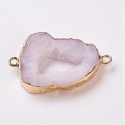 Electroplate Natural Druzy Geode Quartz Crystal Links connectors&nbsp;G-K189-04D