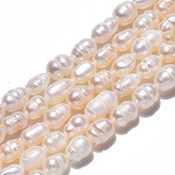 天然養殖淡水パールビーズ連売り  ねじり模様  ライス  貝殻色  6~12x5.5~6.5mm  穴：0.7mm  約43~45個/連  13.78インチ〜14.13インチ（35cm〜35.9cm）&nbsp;X-PEAR-N012-05E