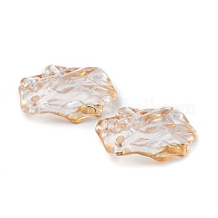 透明なアクリルパーツ  ゴールドスタンピング付き  花弁  透明  20x17.5x5mm  穴：1.5mm  1086個/ 500g&nbsp;X-TACR-D013-03