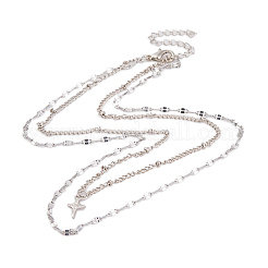 Alloy Double Layer Necklaces for Women&nbsp;LS-NJEW-L123-01P