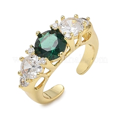 Brass Micro Pave Cubic Zirconia Cuff Open Rings for Women&nbsp;RJEW-L343-07G-01