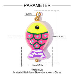 304 Stainless Steel with Glass Pendants&nbsp;GL-OY001-04G-03