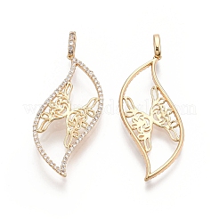 Brass Micro Pave Clear Cubic Zirconia Pendants&nbsp;KK-G436-13G