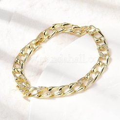 Brass Micro Pave Clear Cubic Zirconia Link Chain Bracelet for Women&nbsp;BJEW-H630-07G