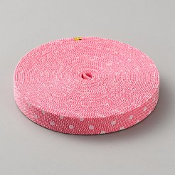 5ヤードのポリコットンリボン  水玉模様  服飾材料  ショッキングピンク  3/8インチ（10mm）  約5.00ヤード（4.57m）/ロール&nbsp;OCOR-WH0077-113
