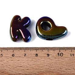 UVプラチナ不透明アクリルヨーロピアンビーズ  大穴ビーズ  虹色の  文字L  ブラック  22~28x13~25x9.5~10mm  穴：5.5~6mm  約164個/500g&nbsp;OACR-N160-42A