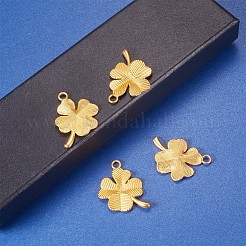 合金ペンダント  マットなスタイル  クローバー  ゴールドカラー  34x23x3mm  穴：3mm  10個/箱&nbsp;PALLOY-SC0001-22MG