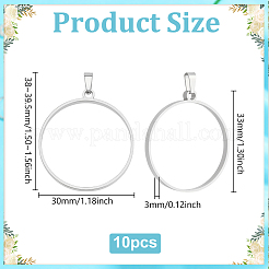 10Pcs 304 Stainless Steel Open Back Bezel Flat Round Pendants&nbsp;PALLOY-UN00027