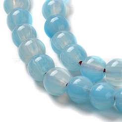 手作りのネパールランプワークビーズ  ラウンド  ライトブルー  7~7.5x6~6.5mm  穴：1.2mm  約102~104個/連  25.59~26.38''（65~67センチメートル）&nbsp;LAMP-B023-01C