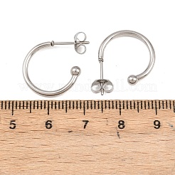 C字型304ステンレススチールスタッドピアス  ステンレス鋼色  16.5x3mm&nbsp;EJEW-Z154-01P-02