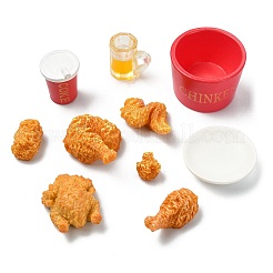60個 12スタイル 樹脂製ミニチュアオーナメント  フライドチキン  ガーデンドールハウスアクセサリー  混合形状  ミックスカラー  14~26.5x11~20.5x8.5~10.5mm  5個/スタイル&nbsp;AJEW-CJ0001-76