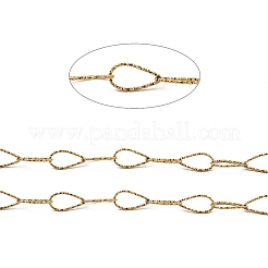 Ion Plating(IP) Handmade 304 Stainless Steel Textured Teardrop Link Chains&nbsp;CHS-G025-01G