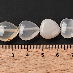 天然ホワイトアゲート瑪瑙ビーズ連売り  ハート  14~14.5x13.5~14x6~6.5mm  穴：1mm  約28個/連  15.16''（38.5センチメートル）&nbsp;G-I372-A01-02