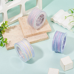 3ロール 3色セグメント染色コットン＆メタリックストリング糸  ラウンド  DIYの工芸品について  ギフトラッピングとジュエリー作り  ミックスカラー  1mm  約32.81ヤード（30m）/ロール&nbsp;OCOR-TA0004-12