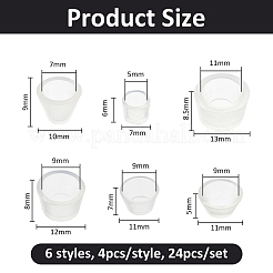 バッグの足用のシリコンカバー24個、6つのスタイル  混合図形  透明  5~9x7~13mm  内径：5~11mm  4個/スタイル&nbsp;SIL-FH0001-17