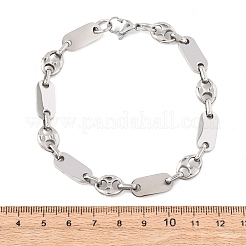 304ステンレススチール製オーバル＆ピッグノーズシェイプリンクブレスレット（女性用）  ステンレス鋼色  9.25インチ（23.5cm）&nbsp;BJEW-F527-04P