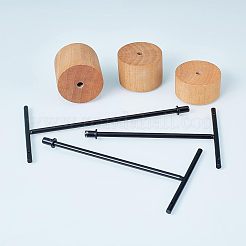 Tバーアイアン＆ウッドイヤリングディスプレイセット  7x2~3.6x11.7~16.2つの穴があるバー  ペルー  [1]cm&nbsp;EDIS-WH0016-02