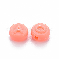 不透明なアクリルビーズ  アルファベット付きフラットラウンド  ミックスカラー  9x5mm  穴：2mm&nbsp;X-MACR-S373-28A