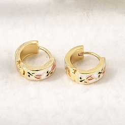 Flower Brass Hoop Earrings&nbsp;EJEW-D352-07G
