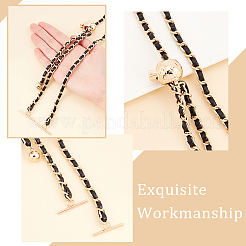 Braided PU Leather & Iron Chain Bag Handles&nbsp;FIND-WH0143-21KCG-01