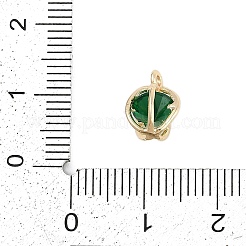 キュービックジルコニアペンダント付きラックメッキ真鍮  ラウンドチャーム  18KGP本金メッキ  10.5x8x7mm  穴：1.2mm&nbsp;KK-Q018-08G