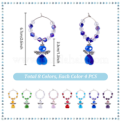 32Pcs 8 Colors Glass Angel Wine Glass Charms&nbsp;AJEW-PH01651